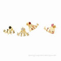 Rhinestone Stud Earrings, Kiss, Various Designs are Available